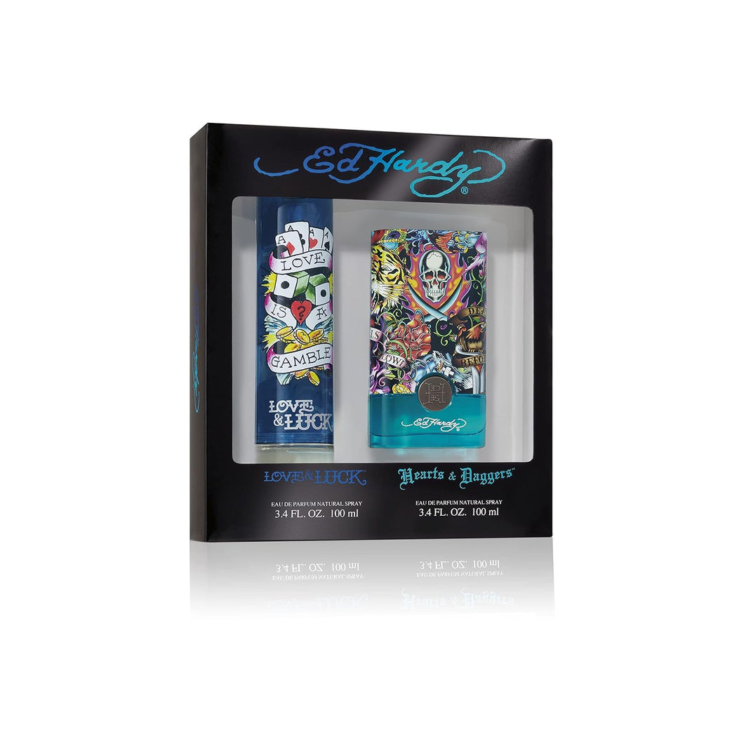 Ed Hardy Love & Luck and Hearts & Daggers Eau de Parfum 2 Piece Gift Set for Men