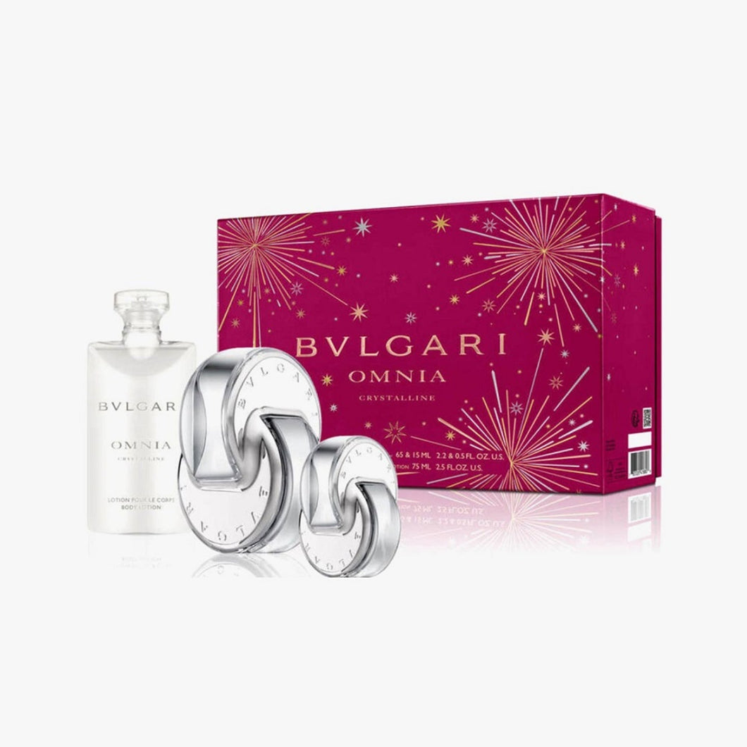 Bvlgari Omnia Crystalline Eau De Toilette 3 Piece Gift Set for Women