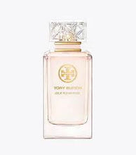 Tory Burch Jolie Fleur Eau de Parfum bottle with pink liquid and clear glass