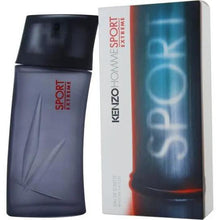 Kenzo Homme Sport Extreme Eau de Toilette bottle with dark blue-purple glass and black cap beside its box
