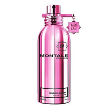 Eau de Parfum Montale Roses Musk bottle in pink metallic finish with Montale Paris branding