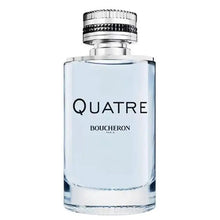 Boucheron Quatre Eau de Toilette bottle with light blue liquid and silver cap