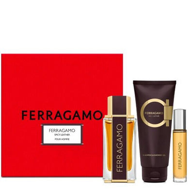 Salvatore Ferragamo Spicy Leather 3 Piece Gift Set Parfum for Men