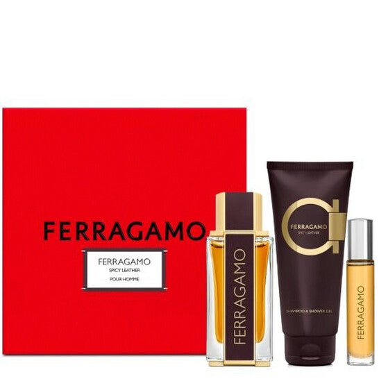 Salvatore Ferragamo Spicy Leather 3 Piece Gift Set Parfum for Men