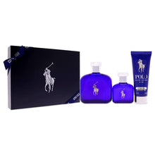 Ralph Lauren Polo Blue Men 3 Pc Gift Set 4.2oz EDT Spray, 1.36oz EDT Spray, 3.4oz Hair and Body Wash - Fragrance Me Baby